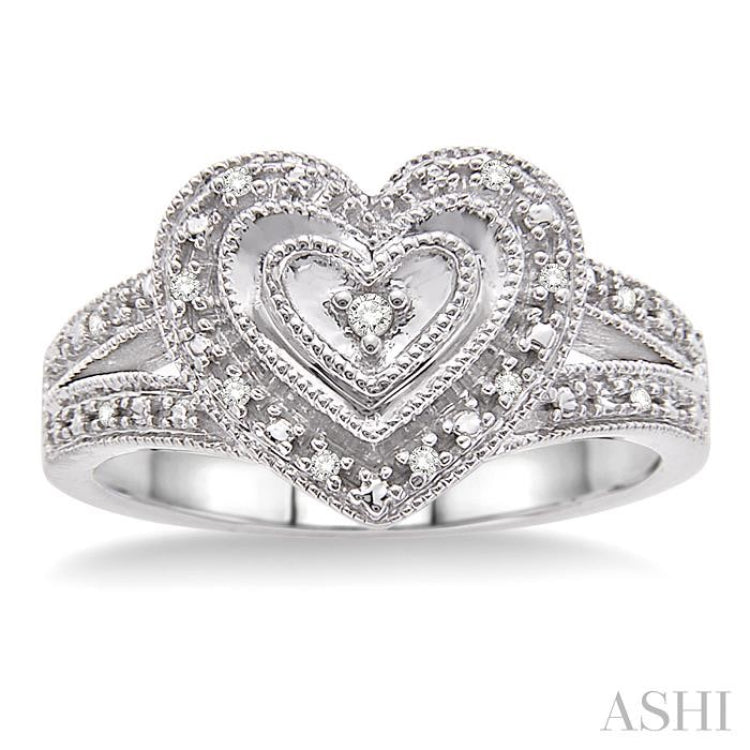 1/20 Ctw Heart Shape Round Cut Diamond Ring in Sterling Silver