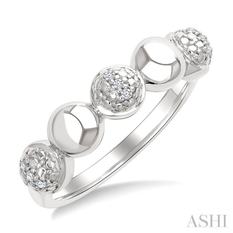 5 MM Bold Bead and 1/20 Ctw Round Cut Bead Bijoux Diamond Fashion Ring in Sterling Silver