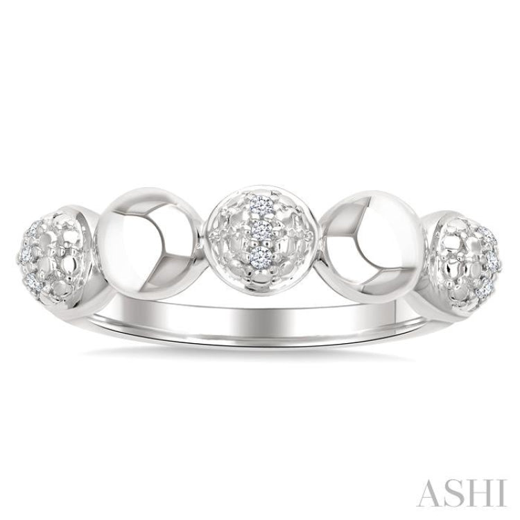 5 MM Bold Bead and 1/20 Ctw Round Cut Bead Bijoux Diamond Fashion Ring in Sterling Silver