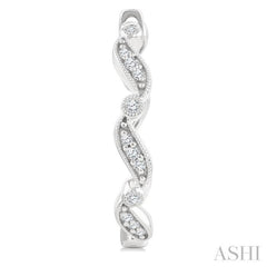 1/8 Ctw Wavy Pattern Round Cut Diamond Fashion Hoop Earrings in 10K White Gold