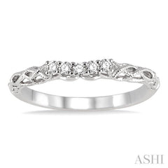 1/10 Ctw Round Cut Diamond Wedding Band in 14K White Gold
