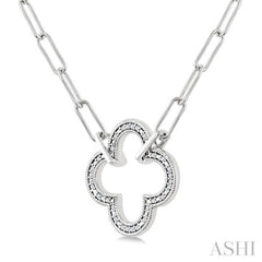 1/10 Ctw Round Cut Diamond Paperclip Pendant With Chain in Sterling Silver