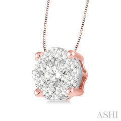 1/3 Ctw Lovebright Round Cut Diamond Pendant in 14K Rose and White Gold with Chain