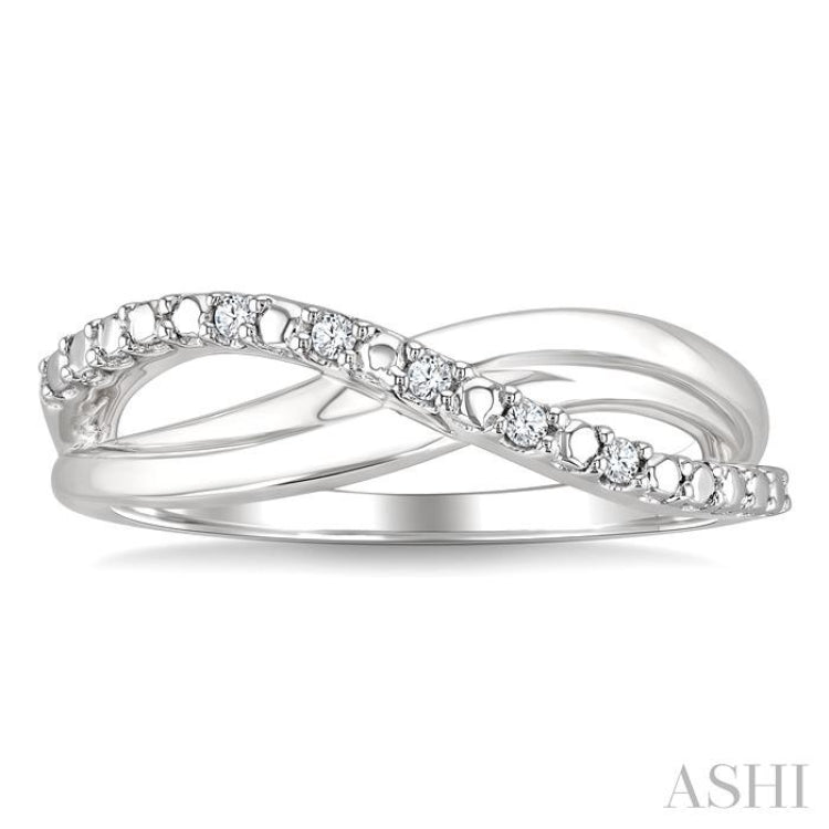 1/20 Ctw Split Criss-Cross Single Cut Diamond Fashion Ring in Sterling Silver
