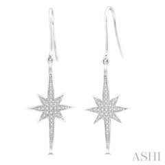 1/6 Ctw Star Charm Round Cut Diamond Earrings in 10K White Gold