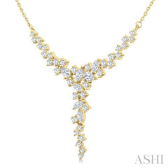 1 Ctw Waterfall Mixed Cut Diamond Scatter Necklace in 14K Yellow Gold