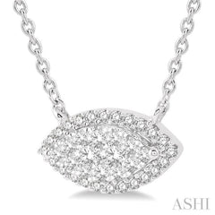 1/3 Ctw Marquise Shape Round Cut Diamond Lovebright Pendant With Chain in 14K White Gold