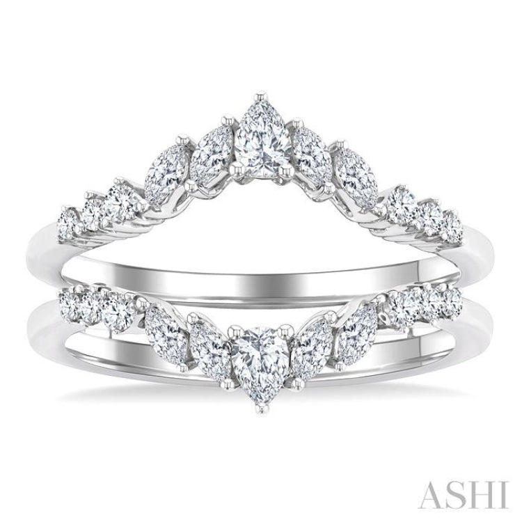 1/2 Ctw Chevron Pear, Marquise and Round Cut Diamond Insert Ring in 14K White Gold