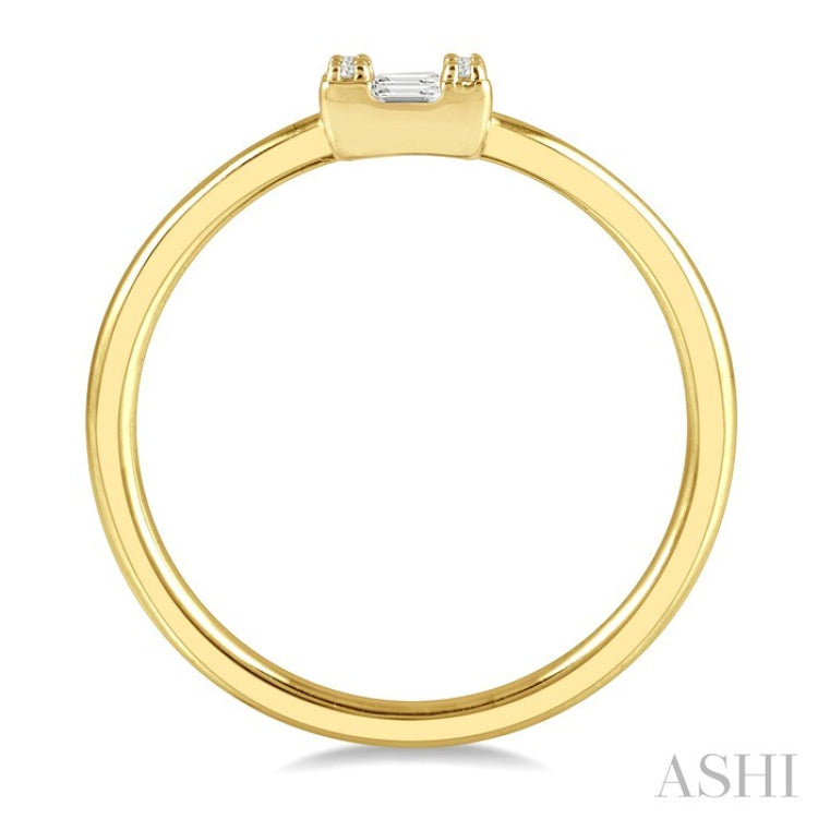 1/8 Ctw Square Shape Baguette and Round Cut Diamond Petite Fashion Ring in 10K Yellow Gold