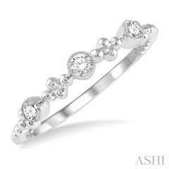 1/5 Ctw Circular Mount Ball Link Round Cut Diamond Stackable Band in 14K White Gold