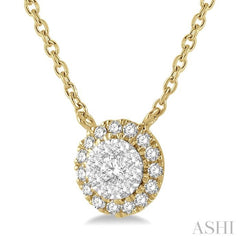 1/6 Ctw Circular Round Cut Diamond Lovebright Pendant With Chain in 14K Yellow and White Gold