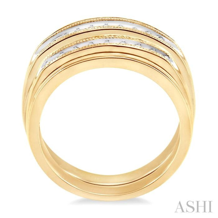 1/4 Ctw Round Cut Diamond Duos Ring Set in 10K Yellow Gold