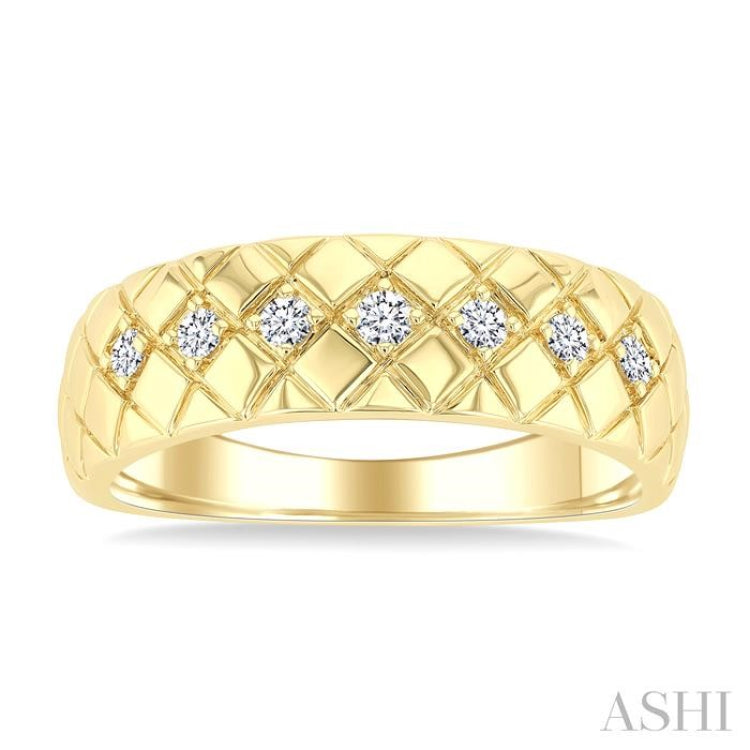 1/6 Ctw Bold Diagonal Crisscross Round Cut Golden Glow Diamond Fashion Band in 10K Yellow Gold
