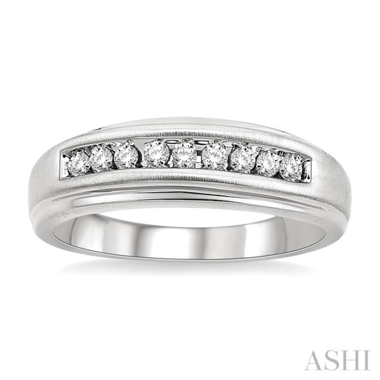 1/6 Ctw Round Diamond Men's Ring in 14K White Gold