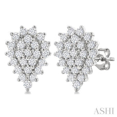 1/5 Ctw Petite Pear Shape Round Cut Diamond Cluster Fashion Stud Earrings in 10K White Gold