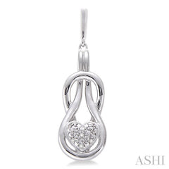 1/50 Ctw Heart Shape Round Cut Diamond Fashion Earrings in Sterling Silver