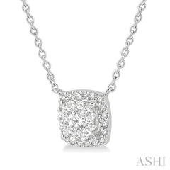 3/4 Ctw Cushion Shape Lovebright Diamond Pendant With Chain in 14K White Gold