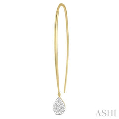 1/3 Ctw Pear Shape Dangler Lovebright Round Cut Diamond Earrings in 14K Yellow and White Gold