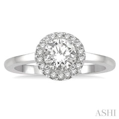 1/3 Ctw Diamond Halo Engagement Ring With 1/4 Ct Round Cut Center Stone in 14K White Gold