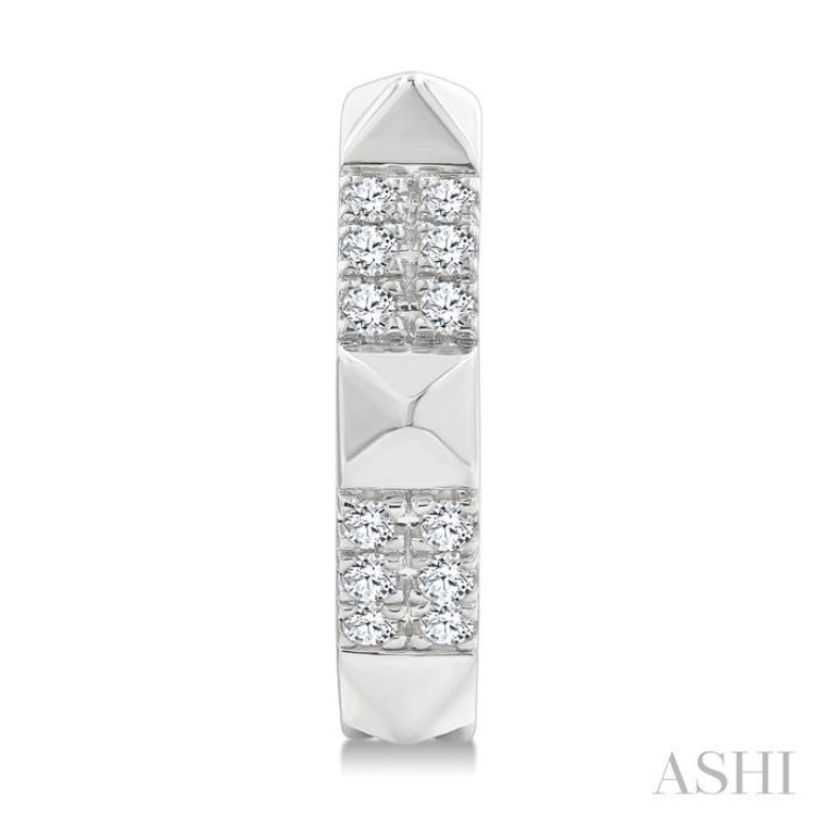 1/4 Ctw Round Cut Diamond Pyramid Huggie Earrings in 10K White Gold