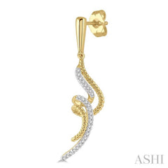 1/6 Ctw Twin Twirl Round Cut Diamond Fashion Earrings in 10K Yellow Gold