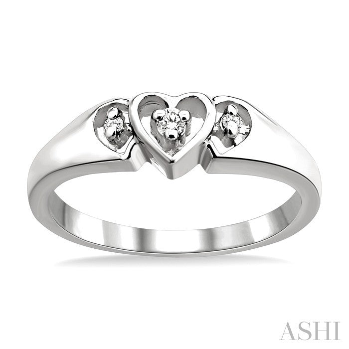 1/20 Ctw Triple Heart Round Cut Diamond Ring in 10K White Gold