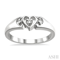 1/20 Ctw Triple Heart Round Cut Diamond Ring in 10K White Gold