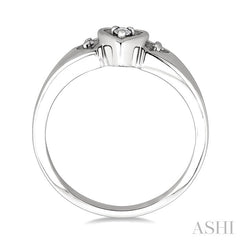 1/20 Ctw Triple Heart Round Cut Diamond Ring in 10K White Gold