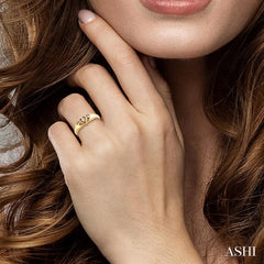 1/20 Ctw Triple Heart Round Cut Diamond Ring in 10K Yellow Gold