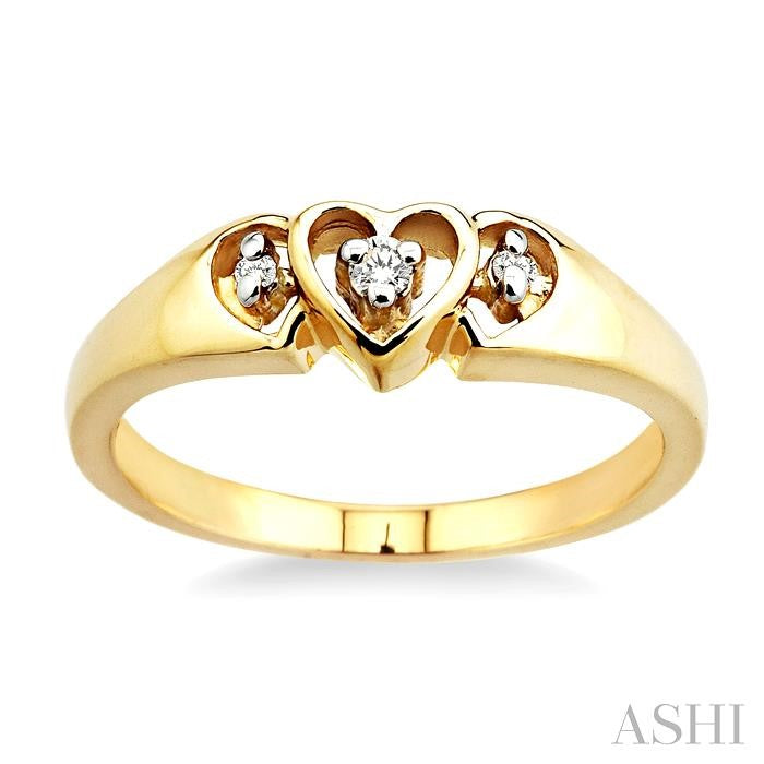 1/20 Ctw Triple Heart Round Cut Diamond Ring in 10K Yellow Gold