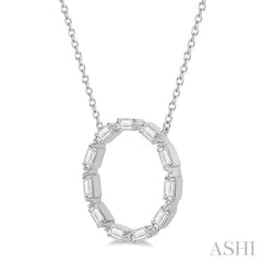 1/2 Ctw Circle Round Cut Diamond Pendant With Chain in 14K White Gold