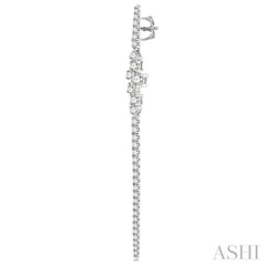 1 Ctw Scatter Center Round Cut Diamond Long Earring in 14K White Gold