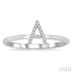 1/20 Ctw Initial 'A' Round Cut Diamond Fashion Ring in 10K White Gold