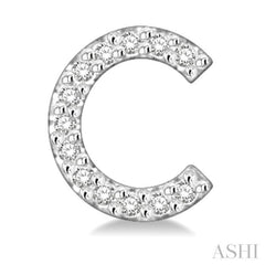 1/10 Ctw Initial 'C' Round Cut Diamond Earrings in 10K White Gold