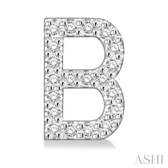 1/8 Ctw Initial 'B' Round Cut Diamond Earrings in 10K White Gold