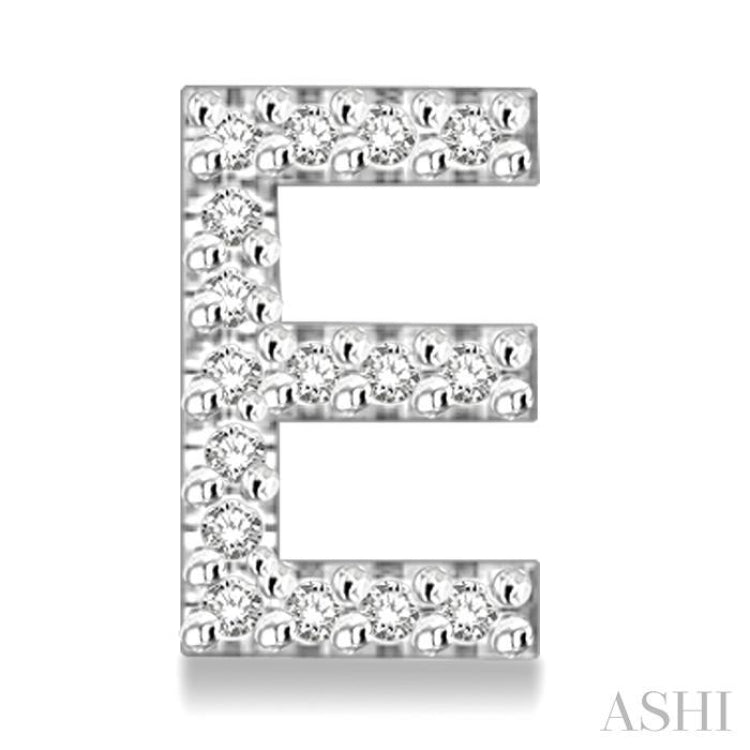 1/10 Ctw Initial 'E' Round Cut Diamond Earrings in 10K White Gold