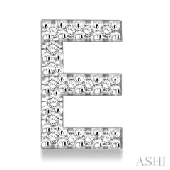 1/10 Ctw Initial 'E' Round Cut Diamond Earrings in 10K White Gold