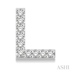 1/10 Ctw Initial 'L' Round Cut Diamond Earrings in 10K White Gold