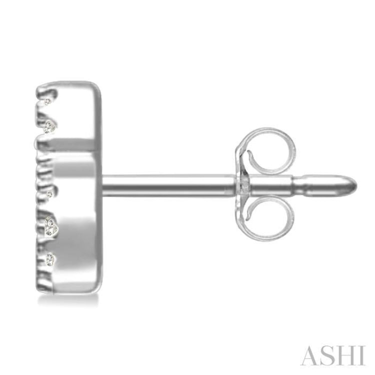 1/10 Ctw Initial 'S' Round Cut Diamond Earrings in 10K White Gold