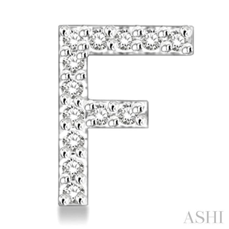 1/10 Ctw Initial 'F' Round Cut Diamond Earrings in 10K White Gold