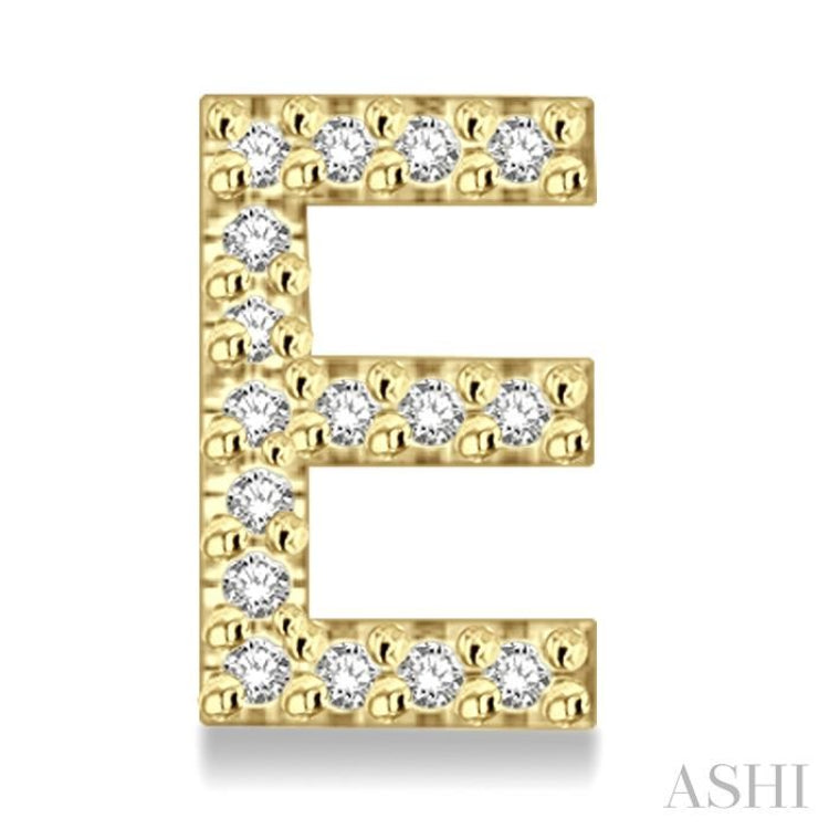 1/10 Ctw Initial 'E' Round Cut Diamond Earrings in 10K Yellow Gold