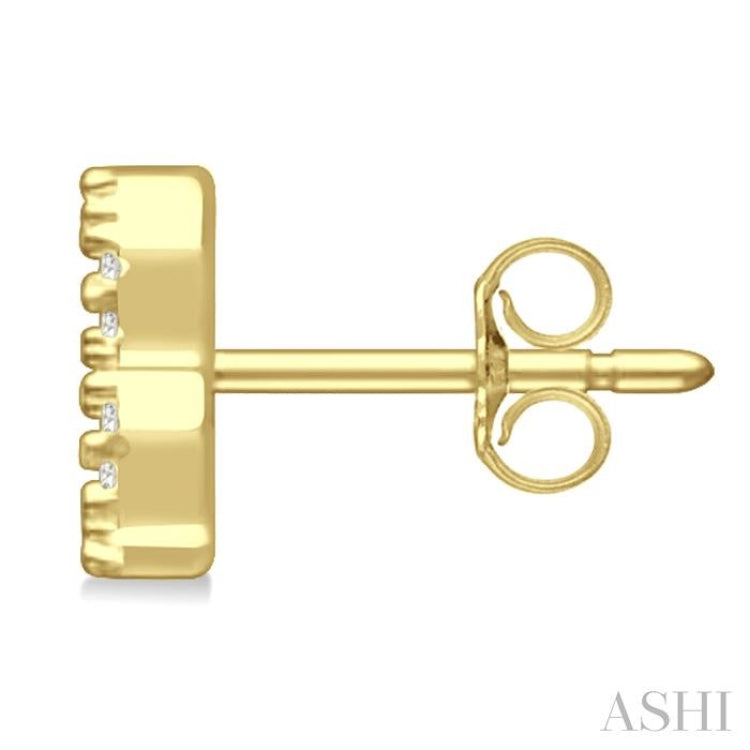 1/8 Ctw Initial 'B' Round Cut Diamond Earrings in 10K Yellow Gold