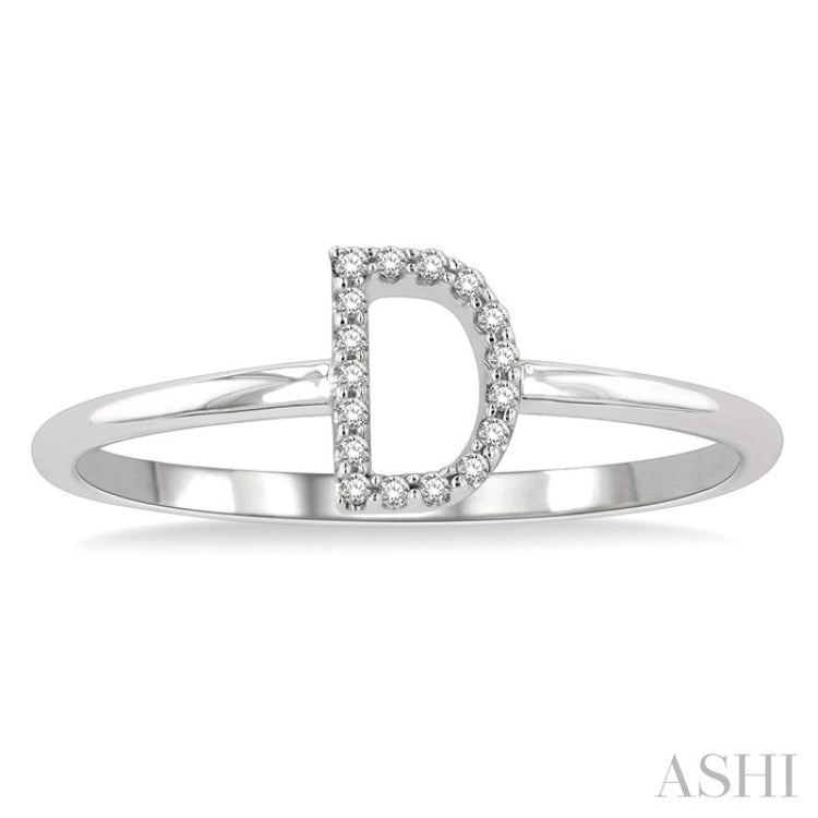 1/20 Ctw Initial 'D' Round Cut Diamond Fashion Ring in 10K White Gold