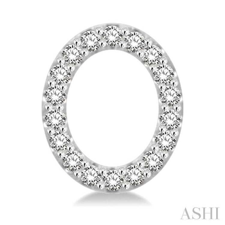 1/10 Ctw Initial 'O' Round Cut Diamond Earrings in 10K White Gold