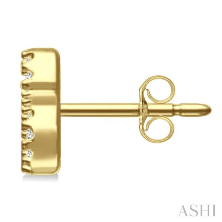 1/10 Ctw Initial 'S' Round Cut Diamond Earrings in 10K Yellow Gold