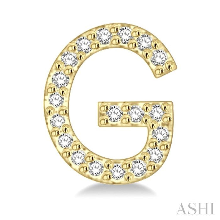 1/8 Ctw Initial 'G' Round Cut Diamond Earrings in 10K Yellow Gold