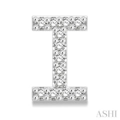 1/10 Ctw Initial 'I' Round Cut Diamond Earrings in 10K White Gold