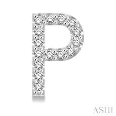 1/10 Ctw Initial 'P' Round Cut Diamond Earrings in 10K White Gold