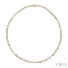 15 Ctw Round Cut Diamond Tennis Necklace in 14K Yellow Gold