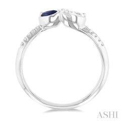 5x3 MM Pear Cut Sapphire and 1/3 Ctw Pear & Round Cut Diamond Toi Et Moi Precious Fashion Ring in 14K White Gold